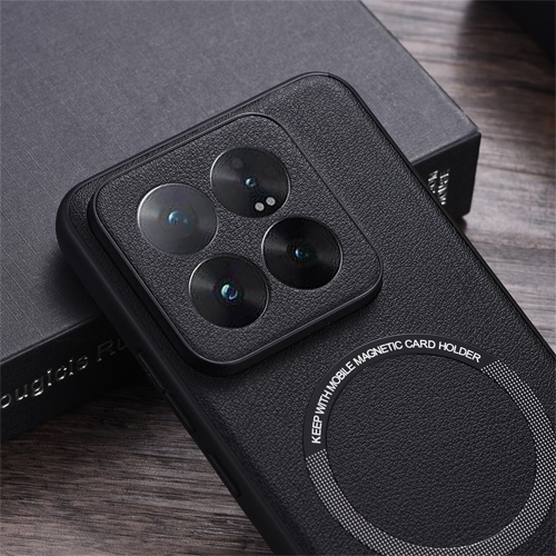 Удароустойчив калъф MagSF Leather за Xiaomi 14T, Черен