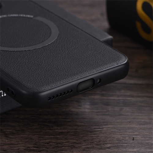 Удароустойчив калъф MagSF Leather за Xiaomi 14T, Черен