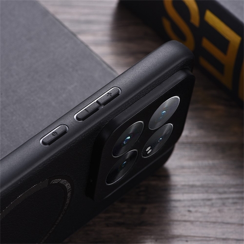 Удароустойчив калъф MagSF Leather за Xiaomi 14T, Черен
