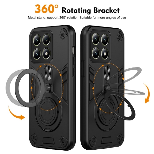 Удароустойчив калъф Rotating Kickstand за Xiaomi 14T, Черен