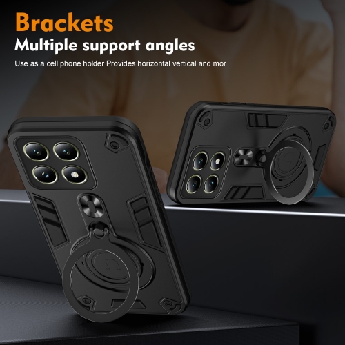 Удароустойчив калъф Rotating Kickstand за Xiaomi 14T, Черен