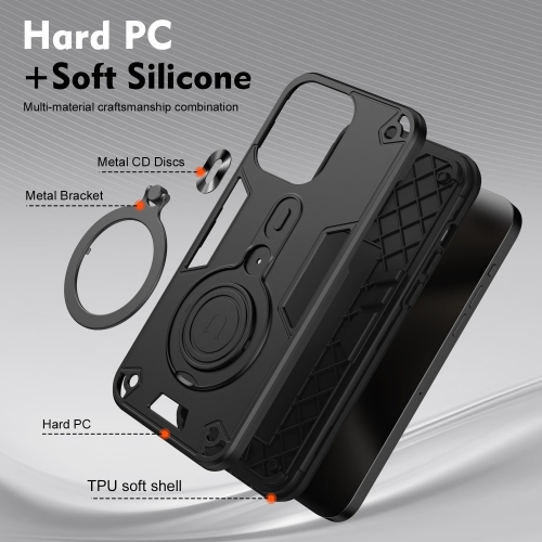 Удароустойчив калъф Rotating Kickstand за Xiaomi 14T, Черен