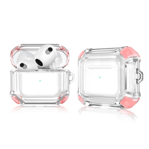 Калъф Dual Color with Keyring за слушалки AirPods 3, Прозрачен-розов