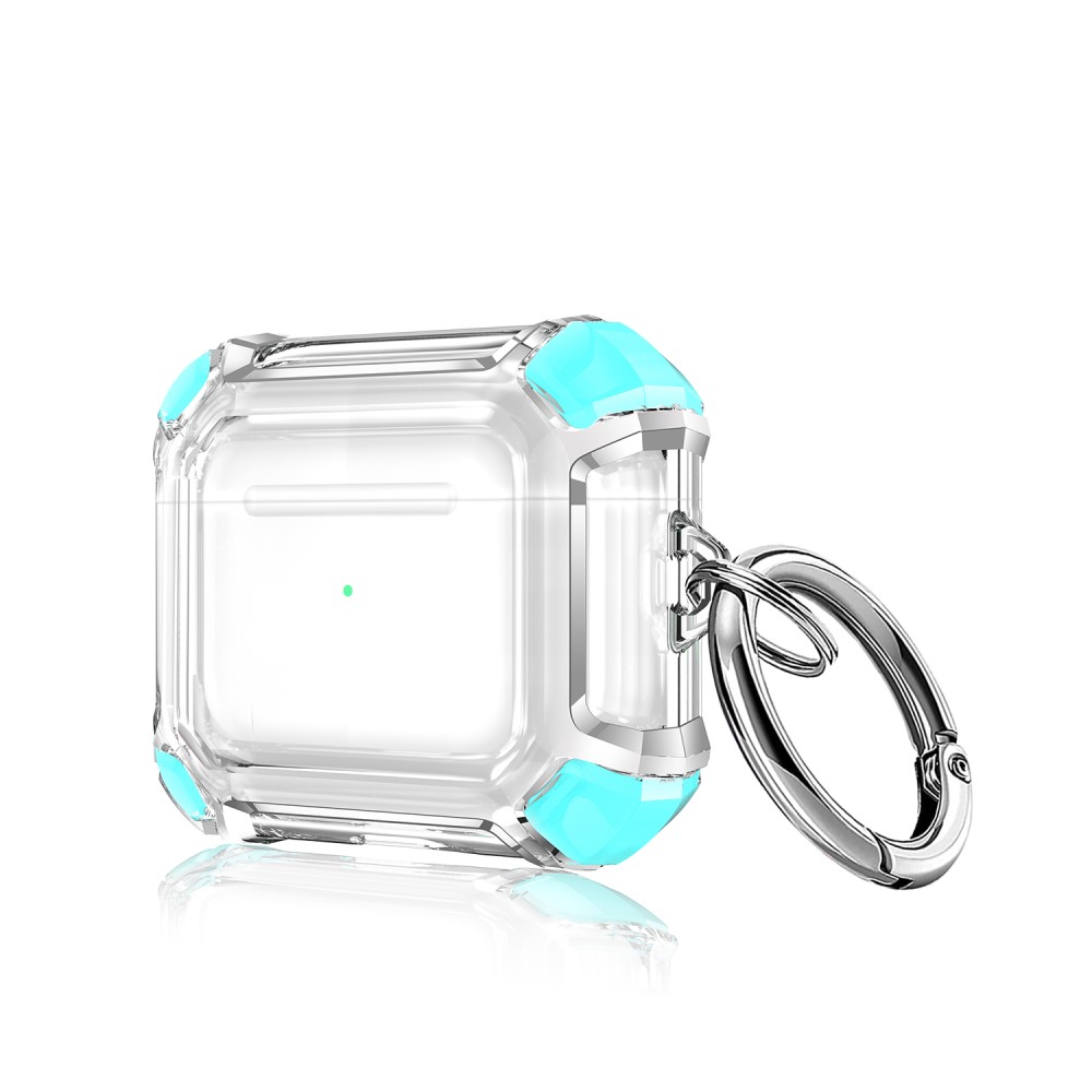 Калъф Dual Color with Keyring за слушалки AirPods 3, Прозрачен-тюркоаз
