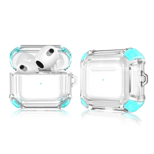 Калъф Dual Color with Keyring за слушалки AirPods 3, Прозрачен-тюркоаз