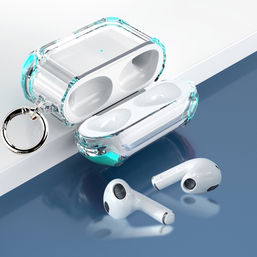 Калъф Dual Color with Keyring за слушалки AirPods 3, Прозрачен-тюркоаз