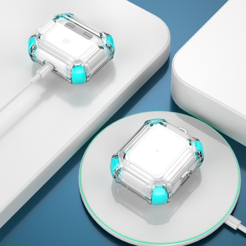 Калъф Dual Color with Keyring за слушалки AirPods 3, Прозрачен-тюркоаз