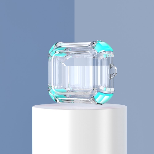 Калъф Dual Color with Keyring за слушалки AirPods 3, Прозрачен-тюркоаз