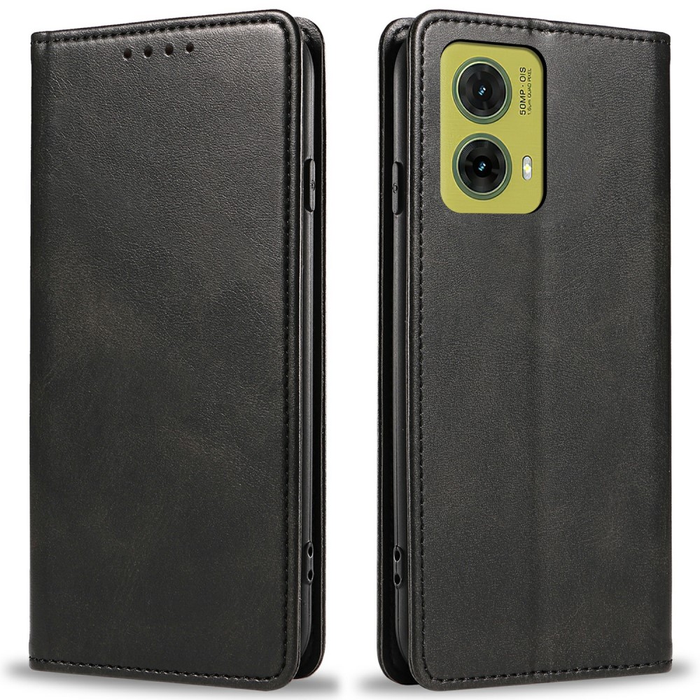 Калъф тефтер Wallet Calf Texture за Motorola Moto G35 5G, Черен