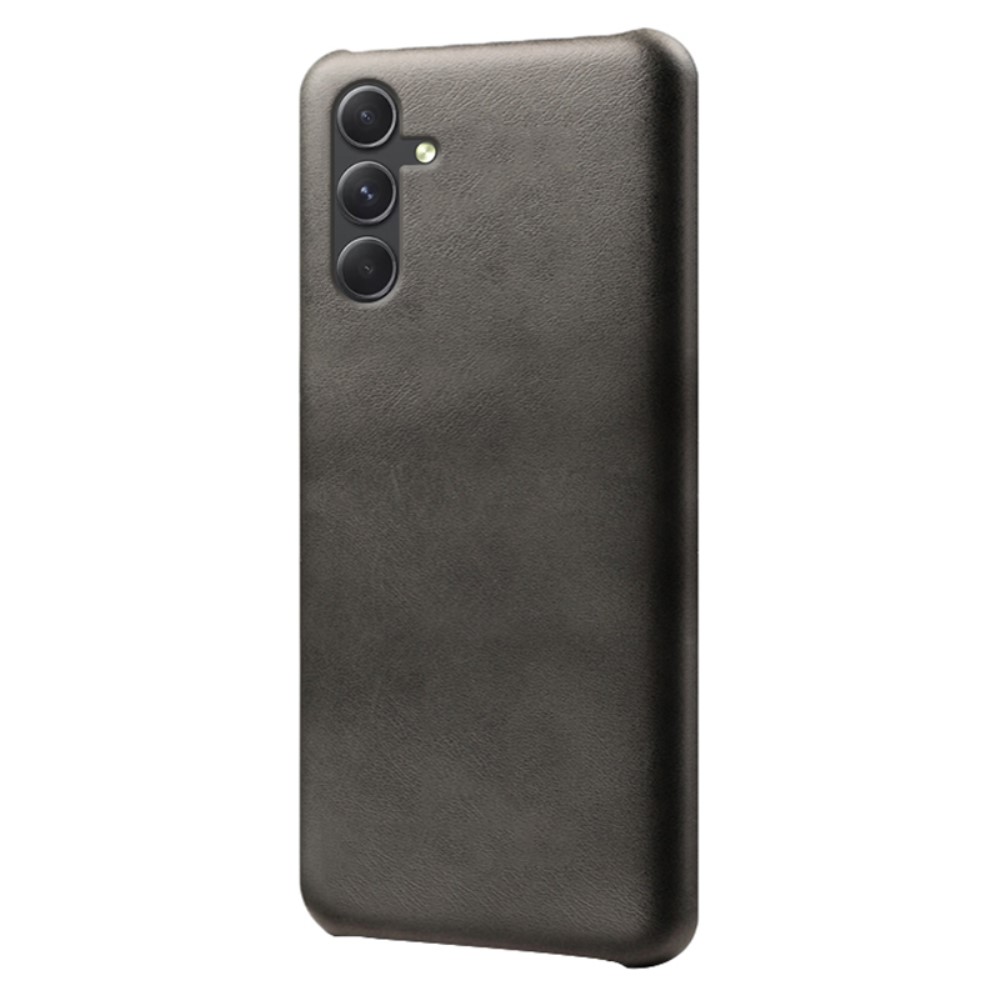 Пластмасов калъф Wood Leather за Samsung Galaxy A55 5G, Черен