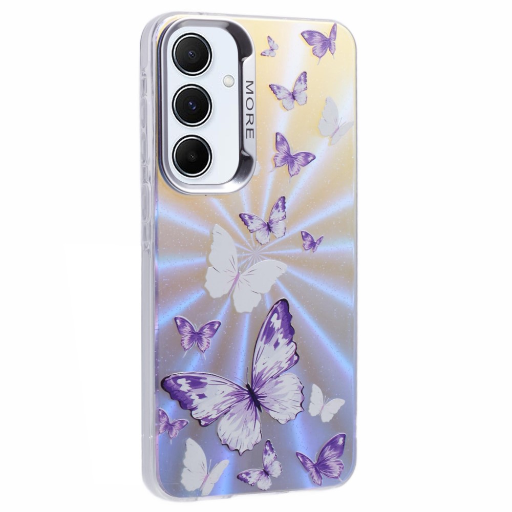 Удароустойчив калъф Bling Butterfly за Samsung Galaxy A55 5G, Лилави пеперуди