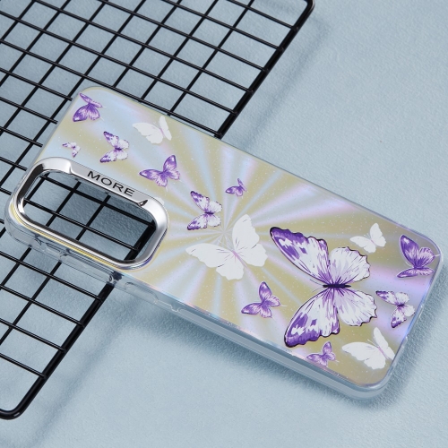 Удароустойчив калъф Bling Butterfly за Samsung Galaxy A55 5G, Лилави пеперуди