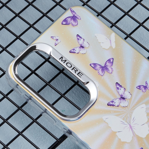 Удароустойчив калъф Bling Butterfly за Samsung Galaxy A55 5G, Лилави пеперуди