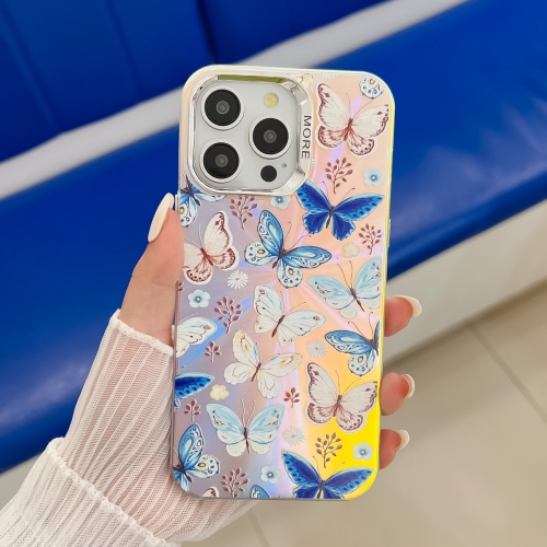 Удароустойчив калъф Bling Butterfly за iPhone 15 Pro, Пъстри пеперуди