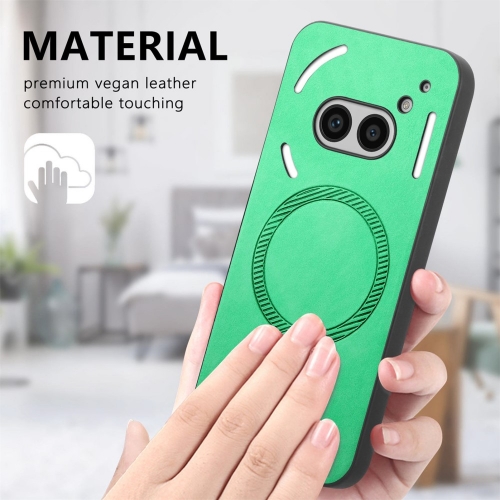 Удароустойчив калъф MagSF Leather за Nothing Phone 2a Plus / Phone 2a, Зелен