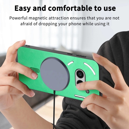 Удароустойчив калъф MagSF Leather за Nothing Phone 2a Plus / Phone 2a, Зелен