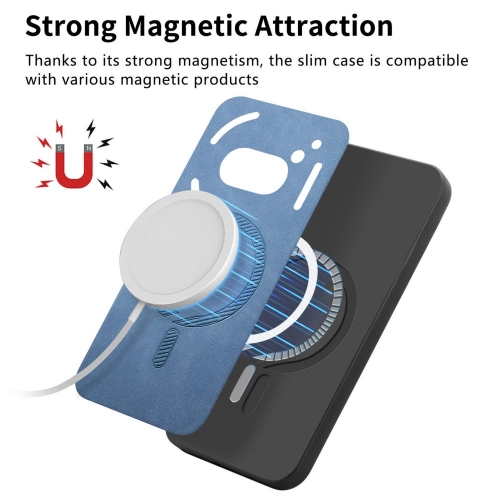 Удароустойчив калъф MagSF Leather за Nothing Phone 2a Plus / Phone 2a, Син