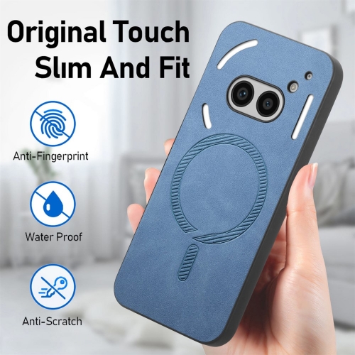 Удароустойчив калъф MagSF Leather за Nothing Phone 2a Plus / Phone 2a, Син