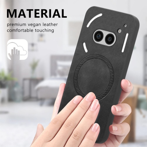 Удароустойчив калъф MagSF Leather за Nothing Phone 2a Plus / Phone 2a, Черен