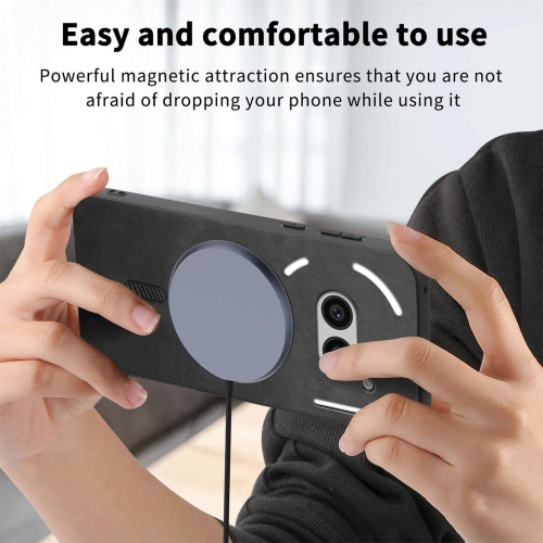 Удароустойчив калъф MagSF Leather за Nothing Phone 2a Plus / Phone 2a, Черен