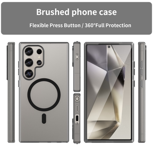 Силиконов калъф MagSF Matte за Samsung Galaxy S24 Ultra, Черен
