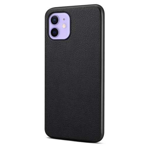 Удароустойчив калъф Leather Coated за iPnone 12 / 12 Pro, Черен