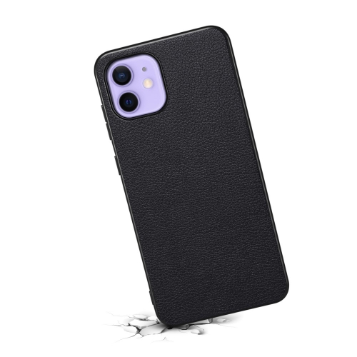 Удароустойчив калъф Leather Coated за iPnone 12 / 12 Pro, Черен