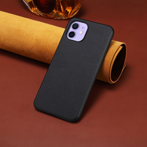 Удароустойчив калъф Leather Coated за iPnone 12 / 12 Pro, Черен