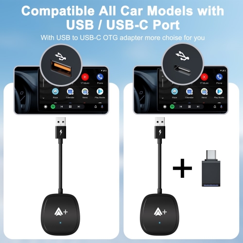 Безжичен Android Auto адаптер 020-7++ USB Dongle, Черен