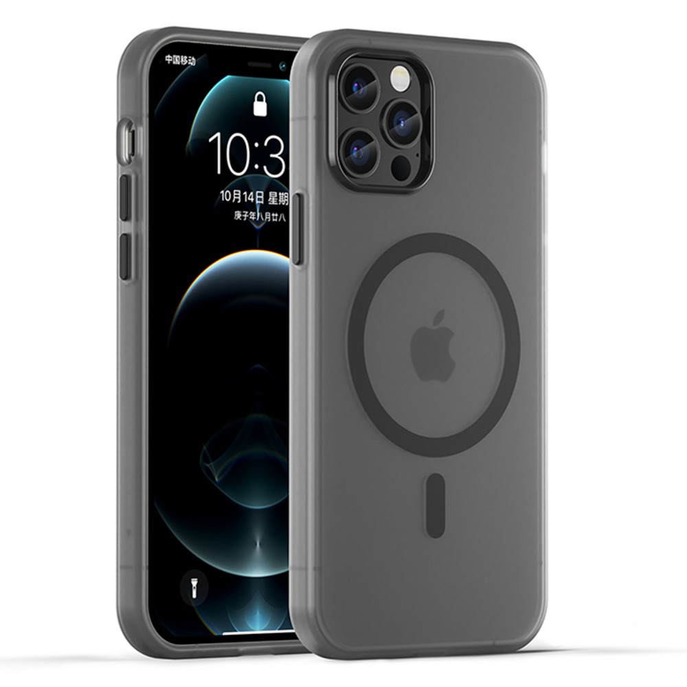 Силиконов калъф MagSF Matte за iPhone 12 Pro / 12, Черен