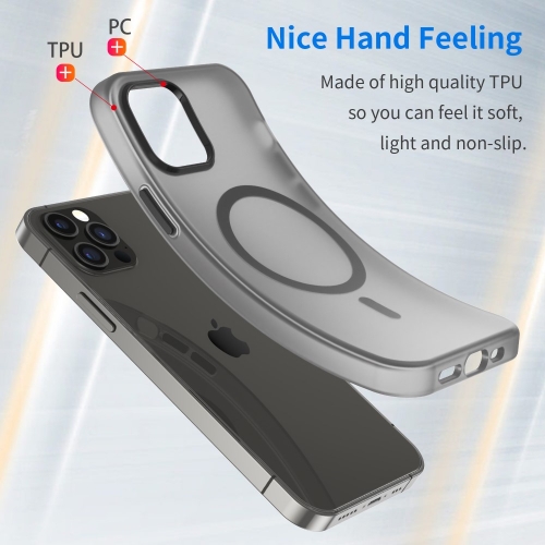 Силиконов калъф MagSF Matte за iPhone 12 Pro / 12, Черен