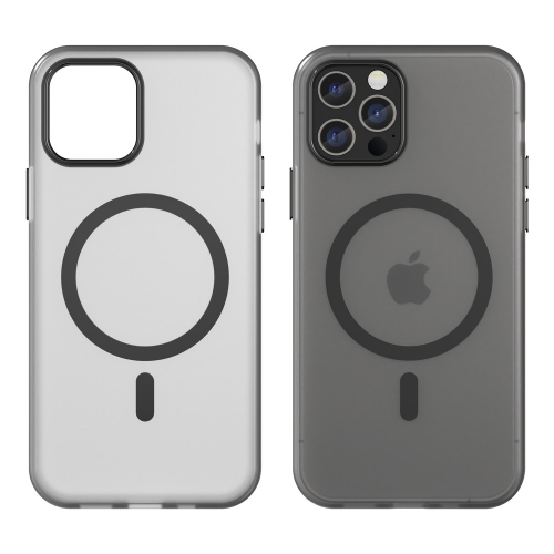 Силиконов калъф MagSF Matte за iPhone 12 Pro / 12, Черен