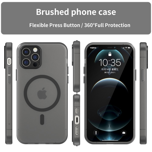 Силиконов калъф MagSF Matte за iPhone 12 Pro / 12, Черен
