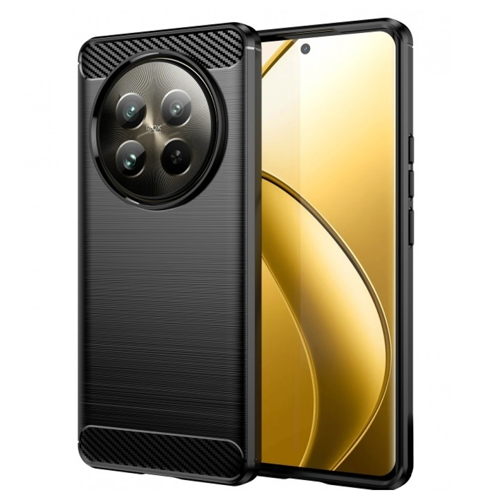 Силиконов Калъф Techsuit Carbon Fibre Brushed за Realme 12 / 12x, Черен