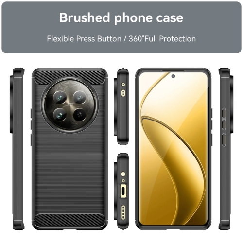 Силиконов Калъф Techsuit Carbon Fibre Brushed за Realme 12 / 12x, Черен