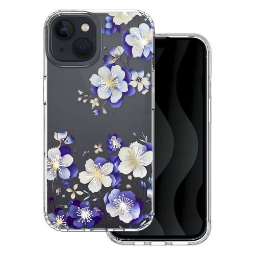 Удароустойчив калъф IMD print за iPhone 13 / iPhone 14, Сини цветя