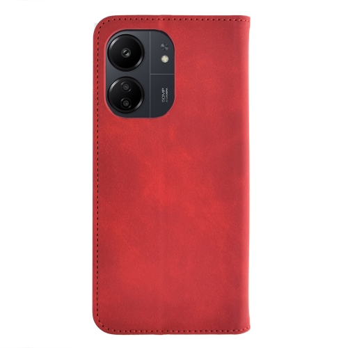 Калъф тефтер Smart Suede за Xiaomi Redmi 13C 4G / 13C 5G / Poco C65, Червен
