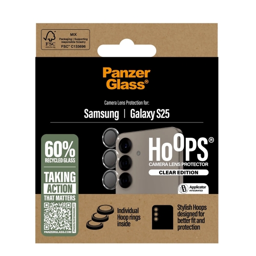 Стъклен Протектор за камера PanzerGlass Hoops Lens Protector за Samsung Galaxy S25, Прозрачен