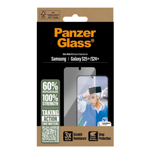 Стъклен Протектор PanzerGlass за Samsung Galaxy S25 Plus / S24 Plus, Ultra-Wide Fit