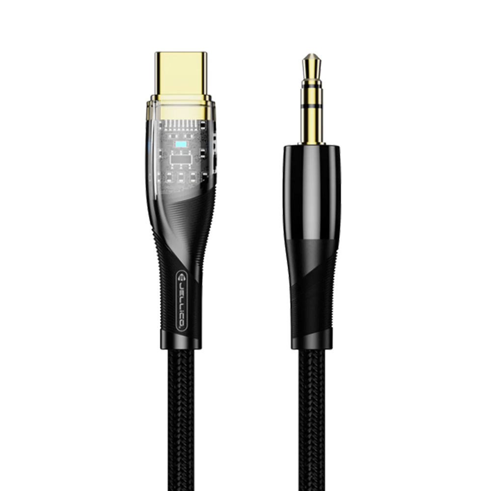 USB Кабел JELLICO B21 USB-C към 3.5mm, 1.2 m, Черен