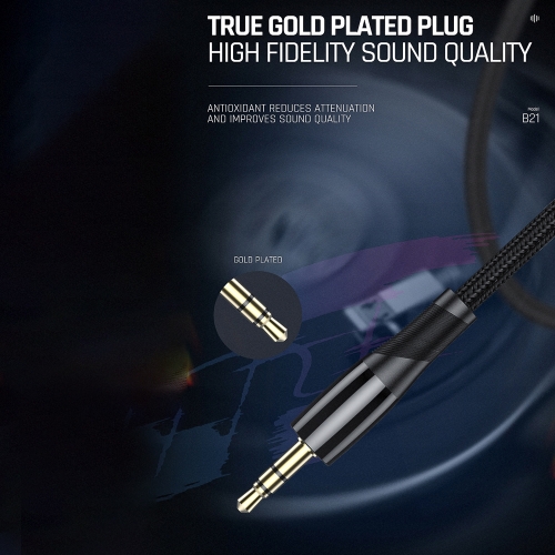 USB Кабел JELLICO B21 USB-C към 3.5mm, 1.2 m, Черен