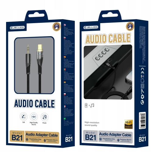 USB Кабел JELLICO B21 USB-C към 3.5mm, 1.2 m, Черен