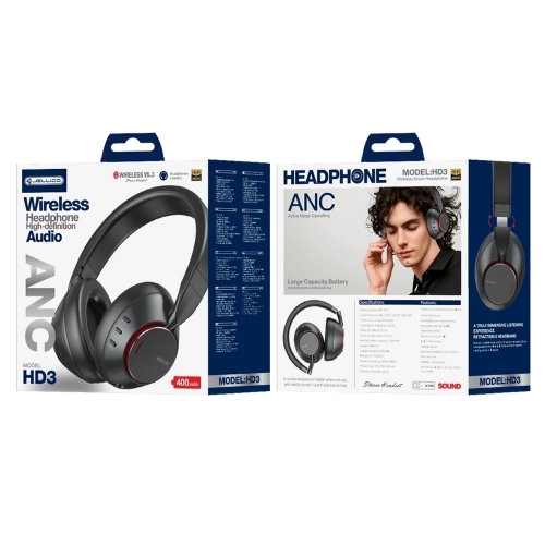 Безжични Слушалки JELLICO HD3, Bluetooth, ANC, Черен