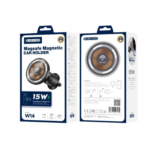 Стойка за кола Jellico W14, MagSafe, Wireless Car, 15W, Черен