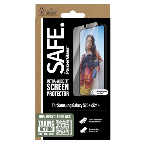 Стъклен Протектор SAFE за Samsung S25 Plus / S24 Plus, UWF, Прозрачен