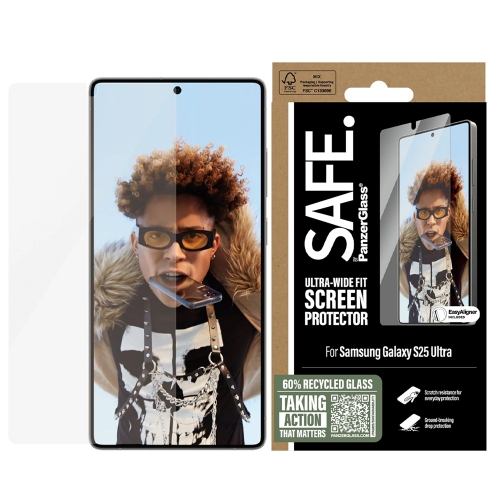 Стъклен Протектор SAFE за Samsung S25 Ultra, Ultra-Wide Fit, Прозрачен