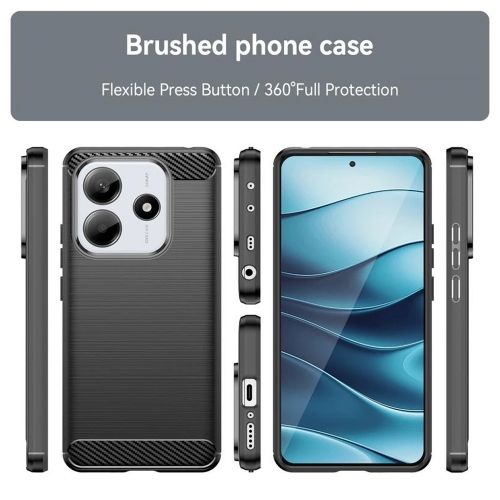 Силиконов Калъф Techsuit Carbon Fibre Brushed за Xiaomi Redmi Note 14 5G, Черен