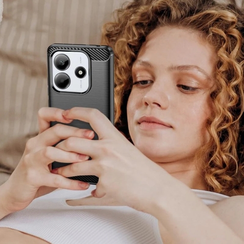 Силиконов Калъф Techsuit Carbon Fibre Brushed за Xiaomi Redmi Note 14 5G, Черен