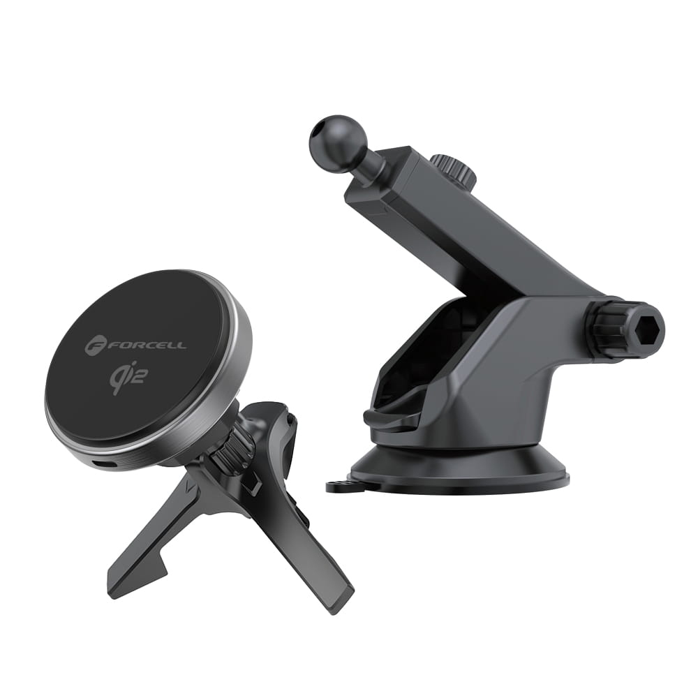 Поставка за кола с безжично зареждане FORCELL F-GRIP magnetic MagSF Qi2 15W, Сив