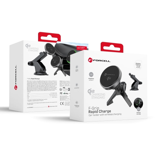 Поставка за кола с безжично зареждане FORCELL F-GRIP magnetic MagSF Qi2 15W, Сив